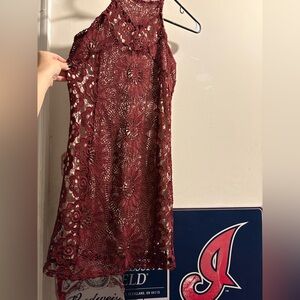 Francesca's Collections Wine Red Lace Dress